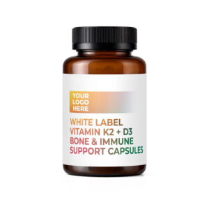 White Label Vitamin K2 + D3 Bone & Immune Support Capsules packaging